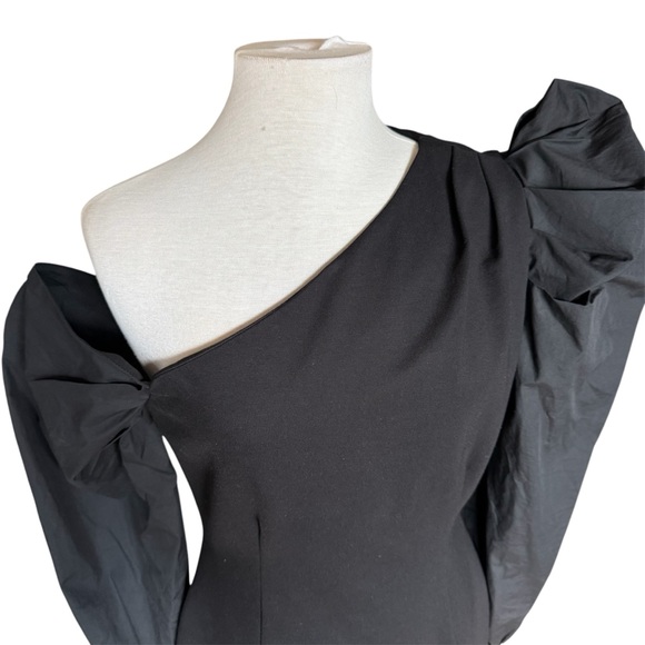 Elliatt Phenomenon Black One Shoulder Balloon Sleeve Cocktail Mini Dress Est Med - Picture 5 of 11